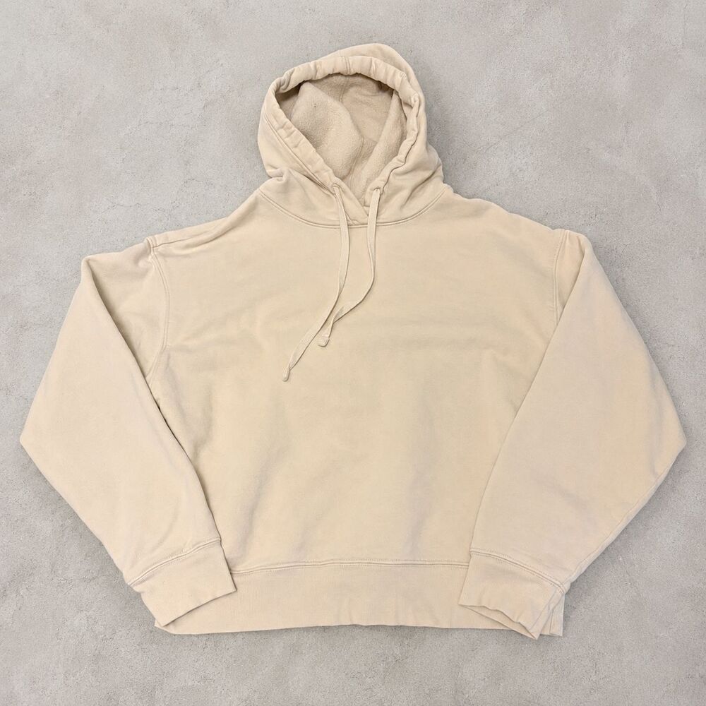 Girlfriend Collective 50/50 Classic Hoodie M Cream Organic Recycled Cotton